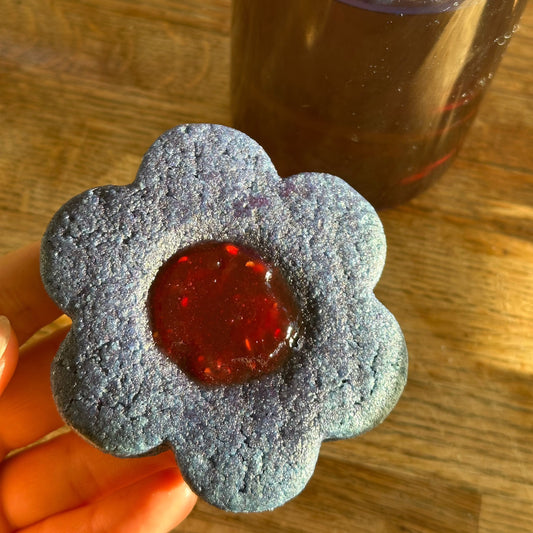 Blue Raspberry Flower Cookies