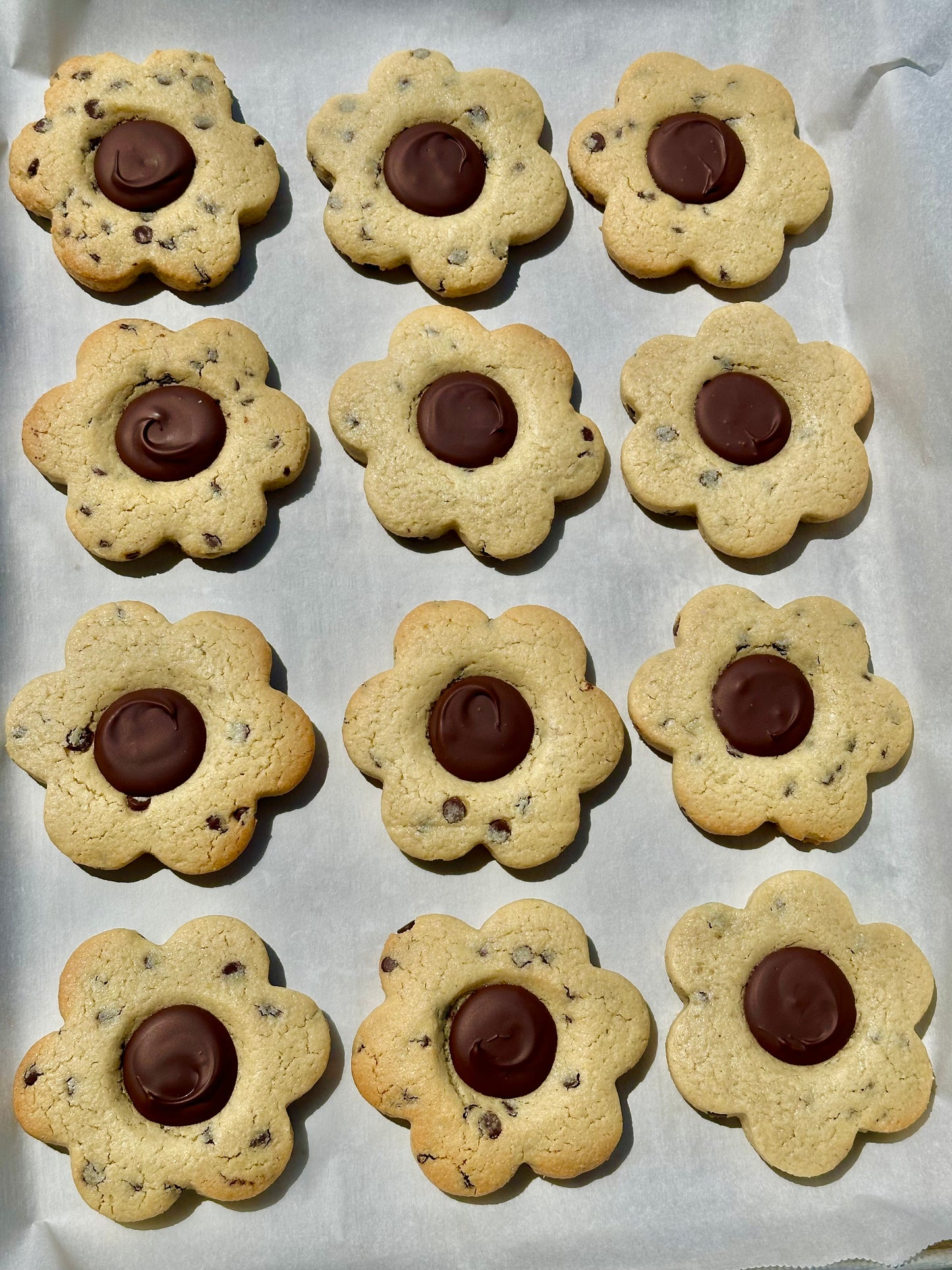 Chocolate Chip Flower Cookies