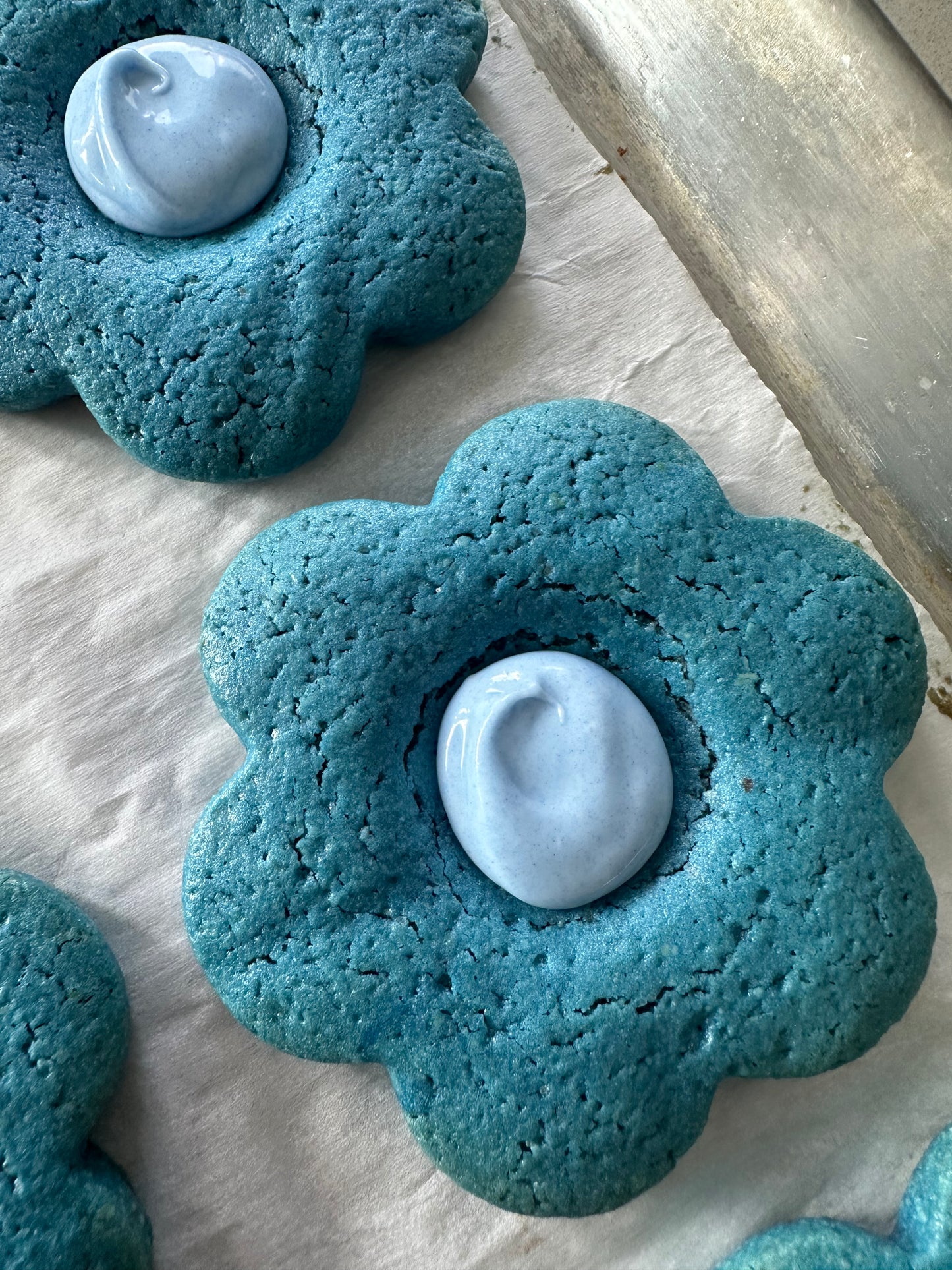 Blue Matcha Flower Cookies