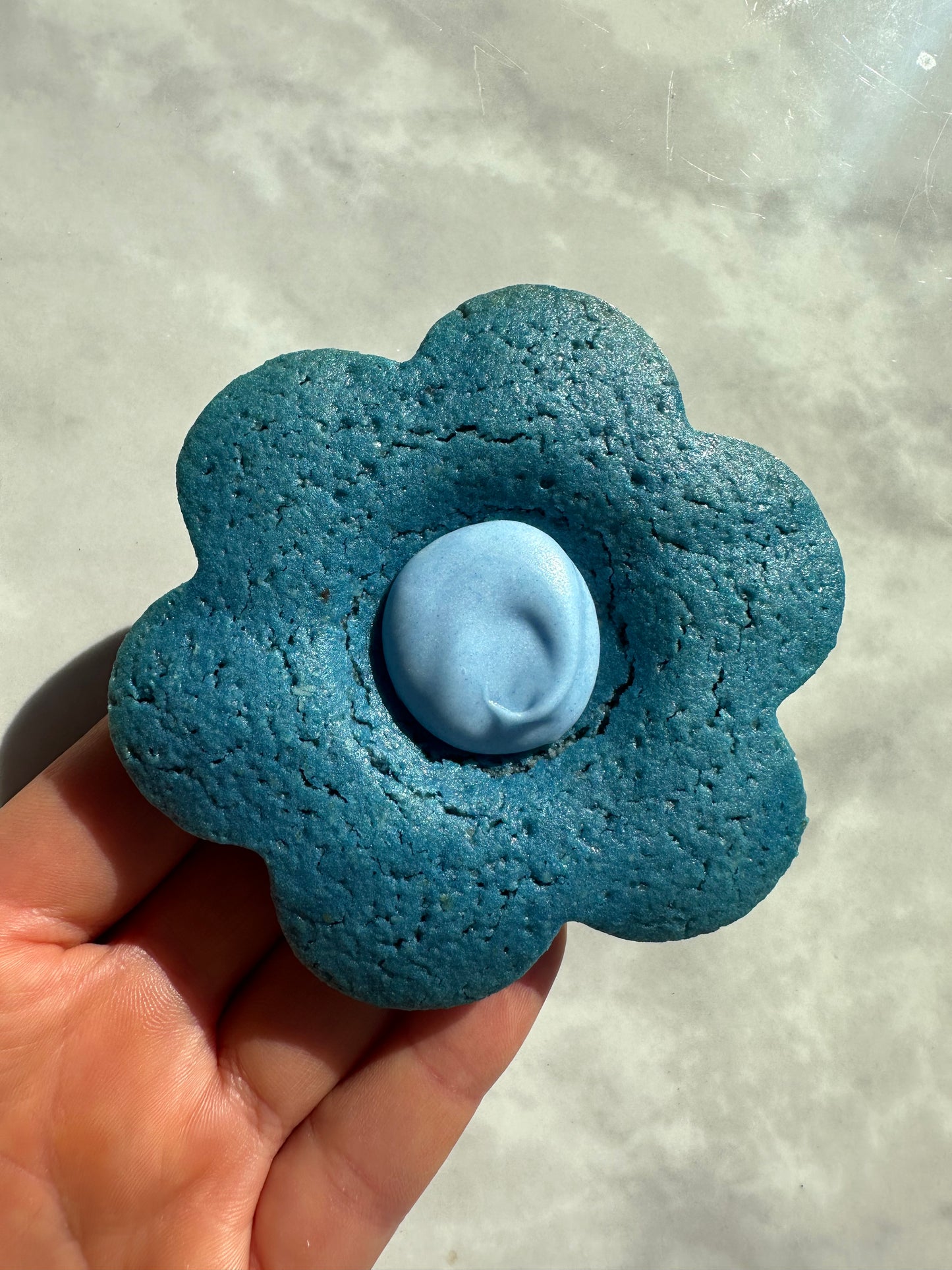 Blue Matcha Flower Cookies