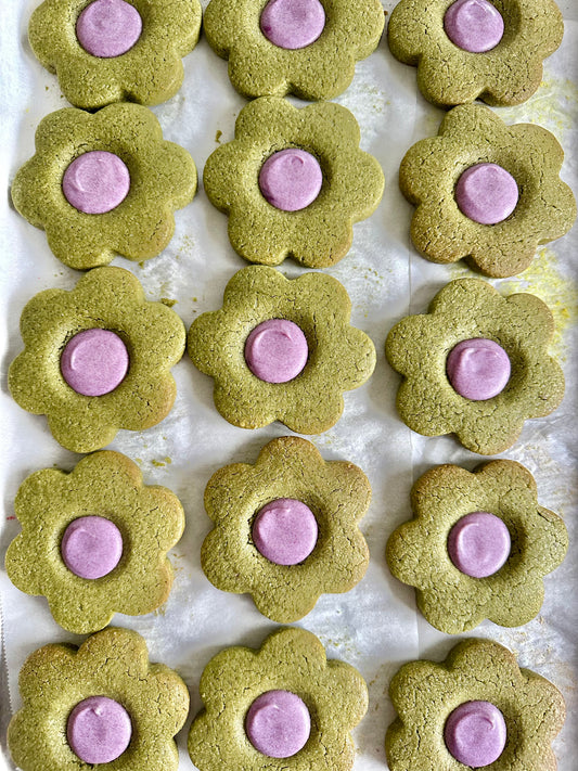 Purple Matcha Flower Cookies